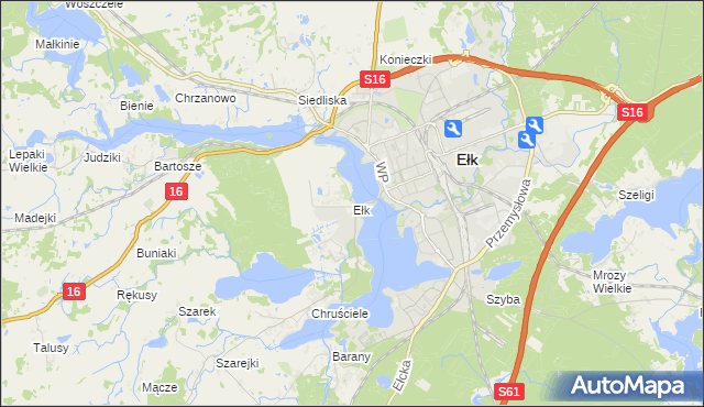 mapa Ełk powiat ełcki, Ełk powiat ełcki na mapie Targeo