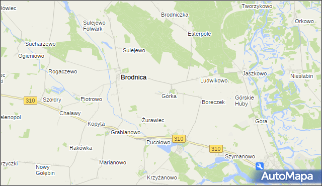 mapa Górka gmina Brodnica, Górka gmina Brodnica na mapie Targeo