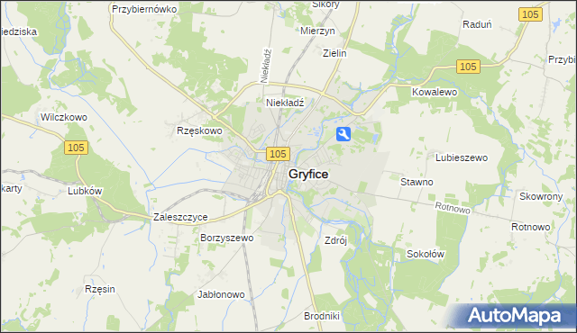 mapa Gryfice, Gryfice na mapie Targeo