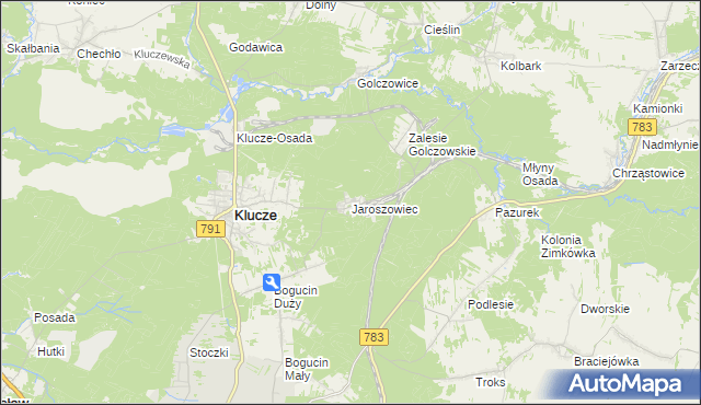 mapa Jaroszowiec, Jaroszowiec na mapie Targeo
