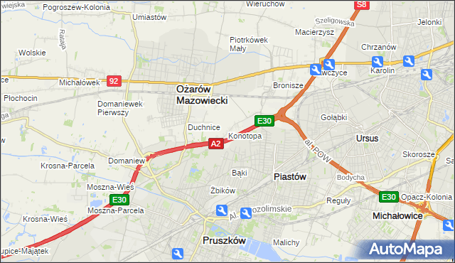 mapa Konotopa gmina Ożarów Mazowiecki, Konotopa gmina Ożarów Mazowiecki na mapie Targeo