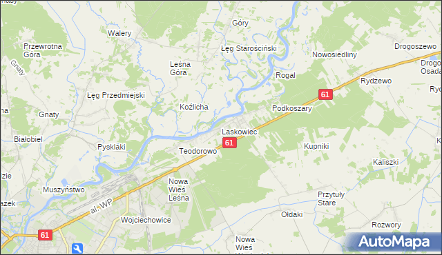 mapa Laskowiec gmina Rzekuń, Laskowiec gmina Rzekuń na mapie Targeo