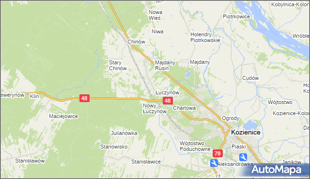 mapa Łuczynów gmina Kozienice, Łuczynów gmina Kozienice na mapie Targeo