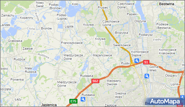 mapa Mazańcowice, Mazańcowice na mapie Targeo