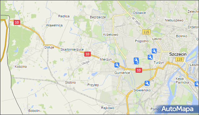 mapa Mierzyn gmina Dobra (Szczecińska), Mierzyn gmina Dobra (Szczecińska) na mapie Targeo