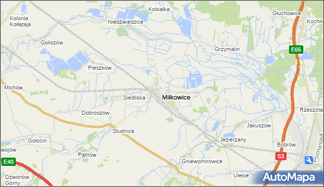 mapa Miłkowice powiat legnicki, Miłkowice powiat legnicki na mapie Targeo