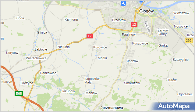 mapa Modła gmina Jerzmanowa, Modła gmina Jerzmanowa na mapie Targeo