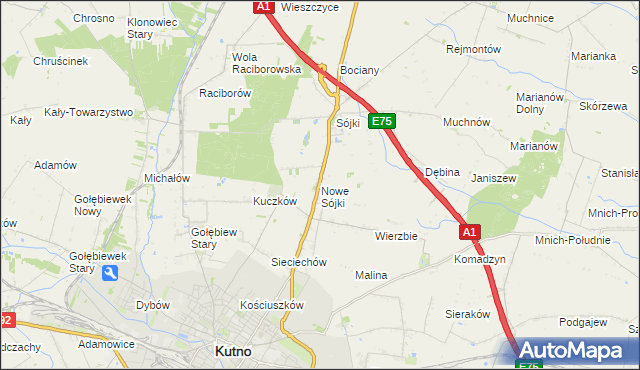 mapa Nowe Sójki, Nowe Sójki na mapie Targeo