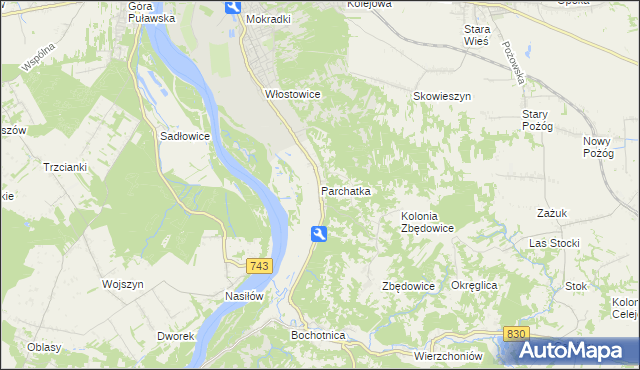 mapa Parchatka, Parchatka na mapie Targeo