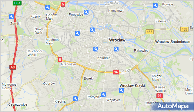 mapa Południe, Południe na mapie Targeo