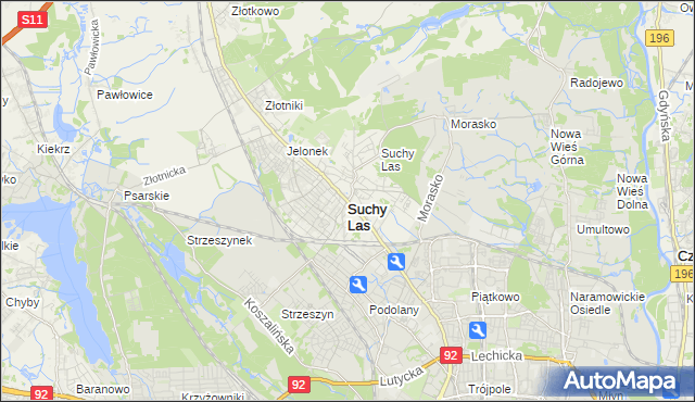 mapa Suchy Las powiat poznański, Suchy Las powiat poznański na mapie Targeo