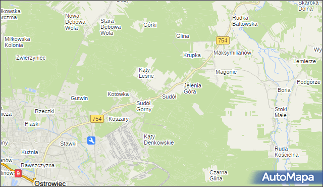 mapa Sudół gmina Bodzechów, Sudół gmina Bodzechów na mapie Targeo