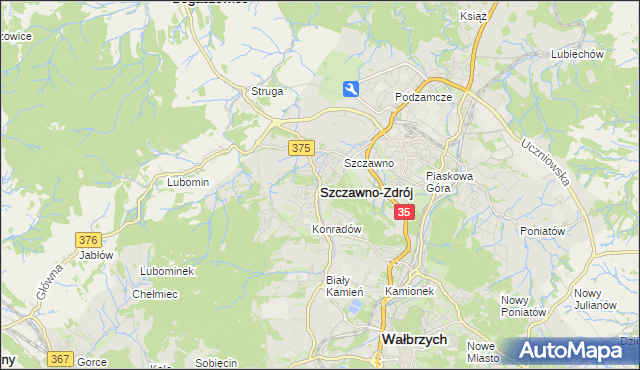 mapa Szczawno-Zdrój, Szczawno-Zdrój na mapie Targeo