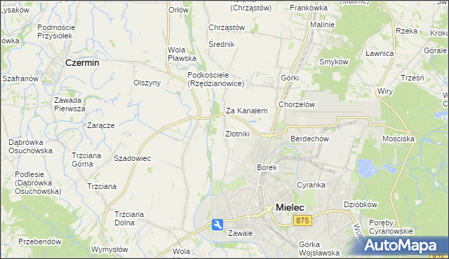 mapa Złotniki gmina Mielec, Złotniki gmina Mielec na mapie Targeo