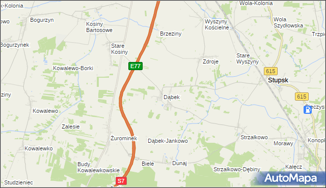 mapa Dąbek gmina Stupsk, Dąbek gmina Stupsk na mapie Targeo