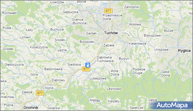 mapa Dąbrówka Tuchowska, Dąbrówka Tuchowska na mapie Targeo