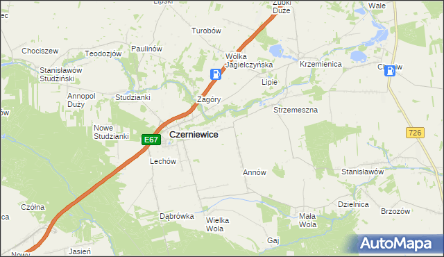 mapa Józefów gmina Czerniewice, Józefów gmina Czerniewice na mapie Targeo