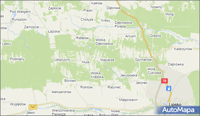 mapa Maziarze, Maziarze na mapie Targeo