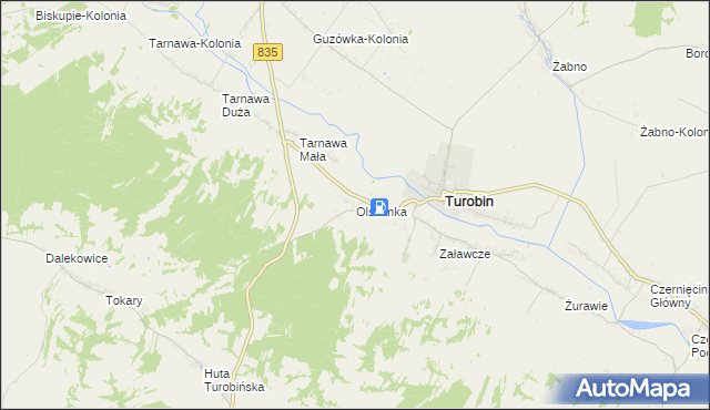 mapa Olszanka gmina Turobin, Olszanka gmina Turobin na mapie Targeo