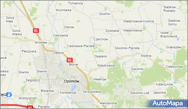 mapa Opalanki gmina Ozorków, Opalanki gmina Ozorków na mapie Targeo