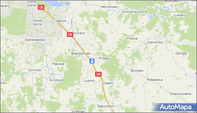 mapa Protasy, Protasy na mapie Targeo