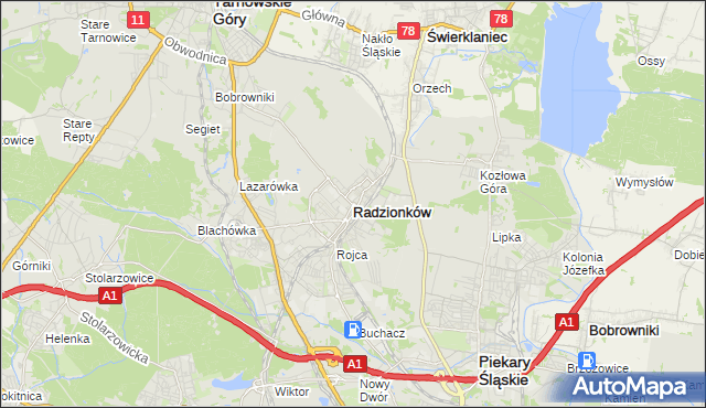 mapa Radzionków, Radzionków na mapie Targeo