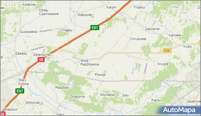 mapa Roszczep, Roszczep na mapie Targeo