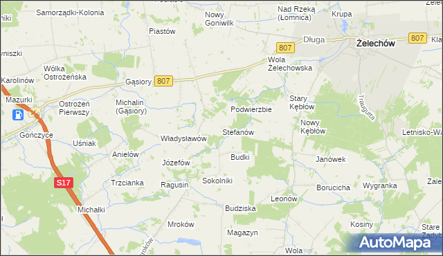 mapa Stefanów gmina Żelechów, Stefanów gmina Żelechów na mapie Targeo