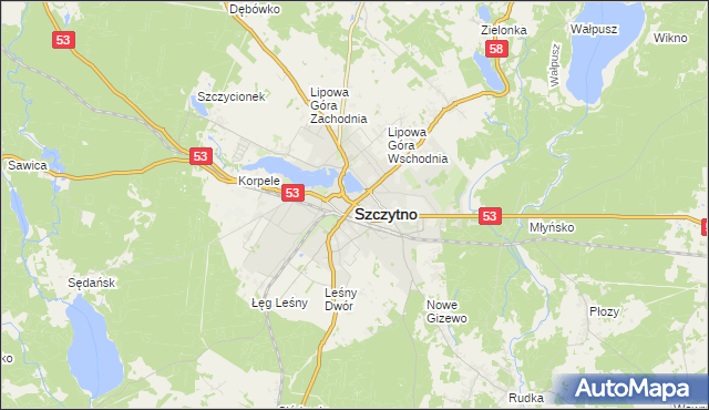 mapa Szczytno, Szczytno na mapie Targeo