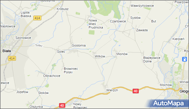 mapa Wilków gmina Biała, Wilków gmina Biała na mapie Targeo