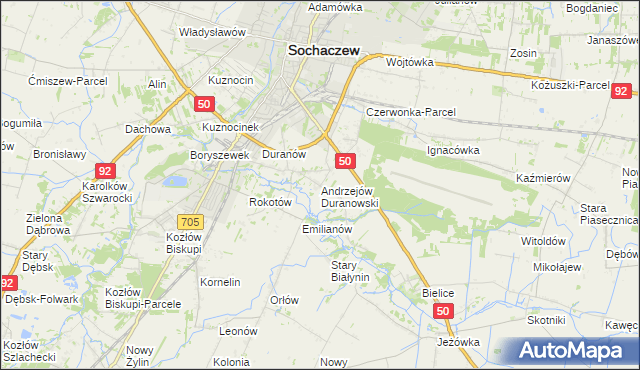 mapa Andrzejów Duranowski, Andrzejów Duranowski na mapie Targeo