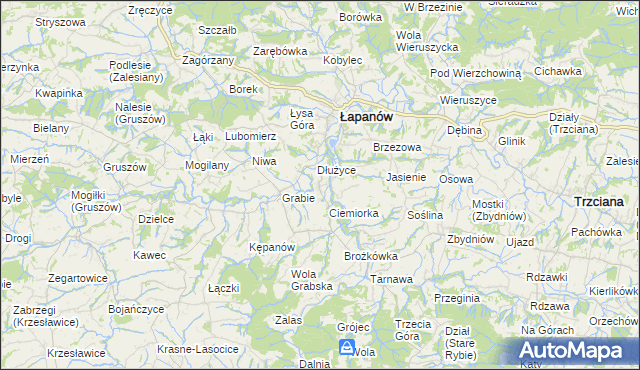 mapa Boczów gmina Łapanów, Boczów gmina Łapanów na mapie Targeo