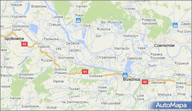 mapa Chrząstowice gmina Brzeźnica, Chrząstowice gmina Brzeźnica na mapie Targeo