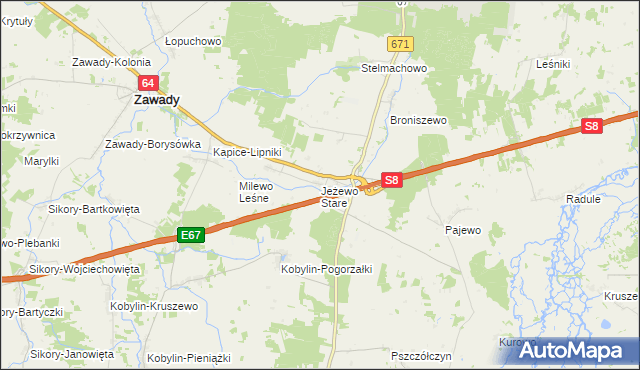 mapa Jeżewo Stare, Jeżewo Stare na mapie Targeo