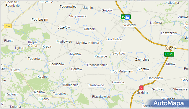 mapa Kaczyce gmina Lipnik, Kaczyce gmina Lipnik na mapie Targeo