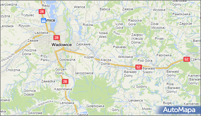 mapa Klecza Dolna, Klecza Dolna na mapie Targeo