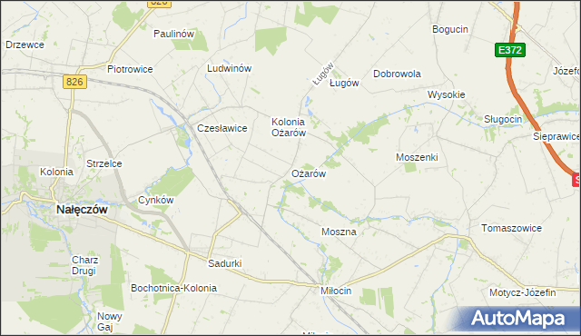 mapa Ożarów gmina Jastków, Ożarów gmina Jastków na mapie Targeo