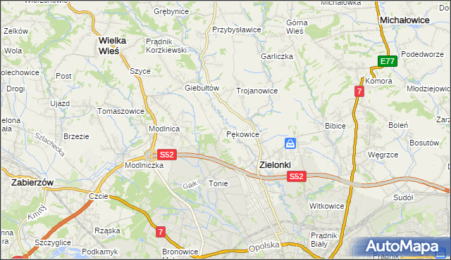 mapa Pękowice, Pękowice na mapie Targeo