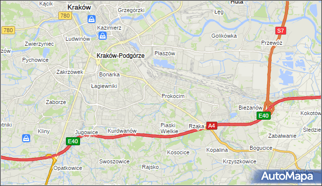 mapa Prokocim, Prokocim na mapie Targeo