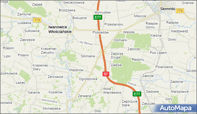 mapa Widoma gmina Iwanowice, Widoma gmina Iwanowice na mapie Targeo