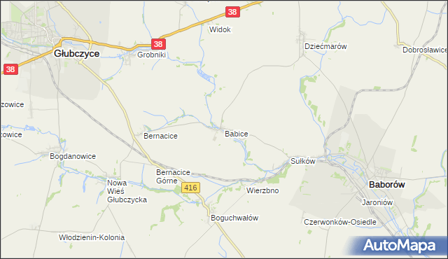 mapa Babice gmina Baborów, Babice gmina Baborów na mapie Targeo