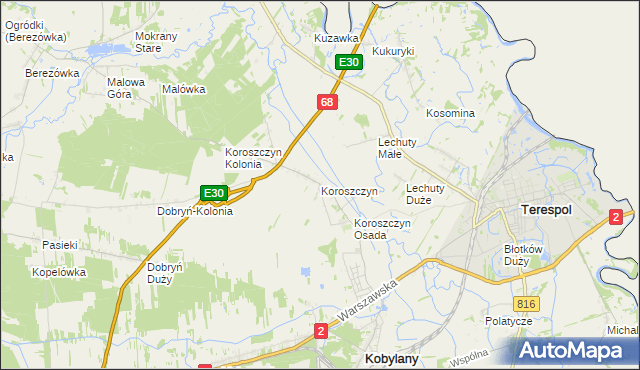 mapa Koroszczyn, Koroszczyn na mapie Targeo