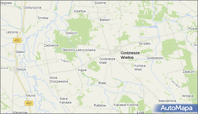 mapa Godziesze Małe, Godziesze Małe na mapie Targeo