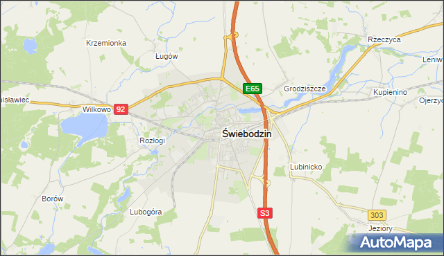 mapa Świebodzin, Świebodzin na mapie Targeo