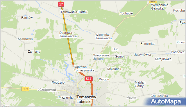 mapa Wieprzowe Jezioro, Wieprzowe Jezioro na mapie Targeo