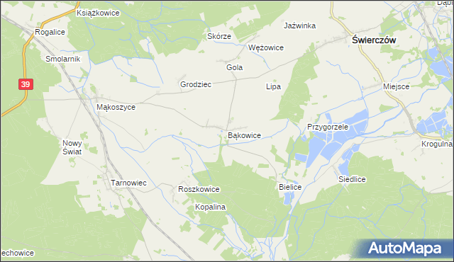 mapa Bąkowice, Bąkowice na mapie Targeo