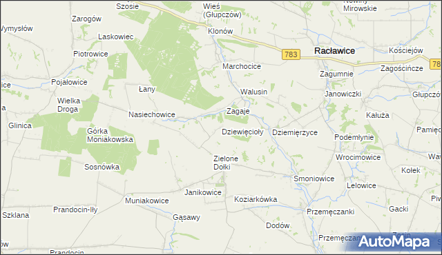 mapa Dziewięcioły, Dziewięcioły na mapie Targeo