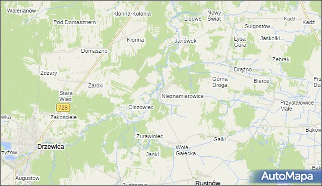 mapa Nieznamierowice, Nieznamierowice na mapie Targeo