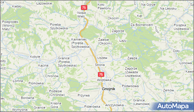 mapa Uszew, Uszew na mapie Targeo