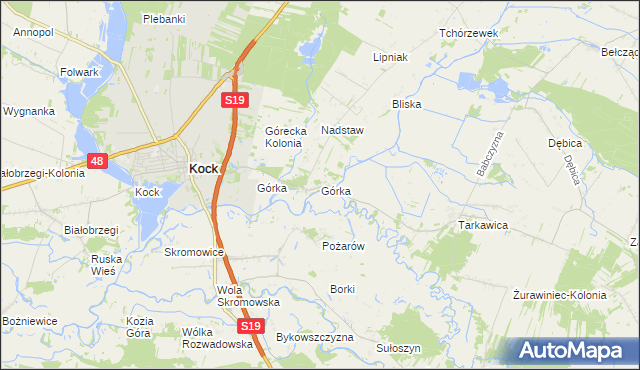 mapa Górka gmina Kock, Górka gmina Kock na mapie Targeo